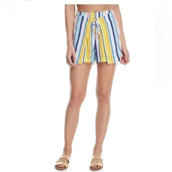 Nanette Lepore Amalfi Coast Striped Off The Shoulder Crop Top Shorts Set M / L